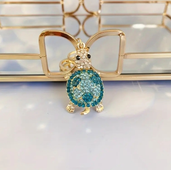 BRAND NEW! Crystal Turtle Keychain/Purse Charm ~ Gift Reptile Lover - Picture 3 of 8
